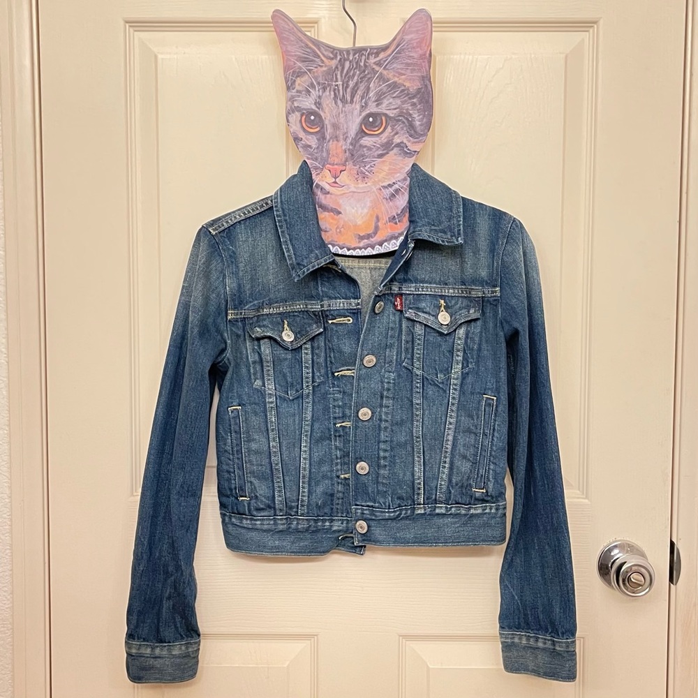 LEVI’S STRAUSS & CO classic Gold Label slim fit cropped blue denim jacket XS